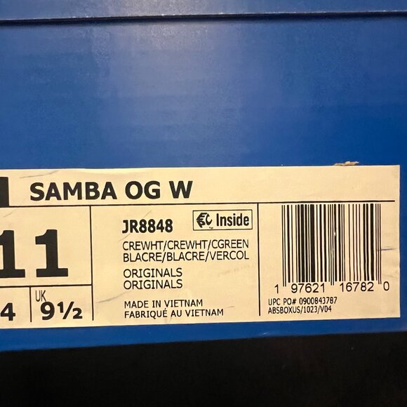 Women’s Adidas Samba OG – Cream White / Collegiate Green – Size 11 - Picture 9 of 10